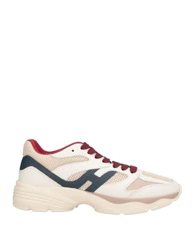 HOGAN HOGAN WOMAN SNEAKERS CREAM SIZE 6 LEATHER, TEXTILE FIBERS