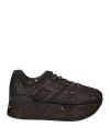 Hogan Woman Sneakers Dark Brown Size 8 Goat Skin In Brown