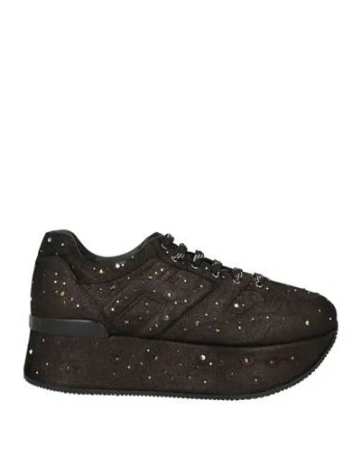 Hogan Woman Sneakers Dark Brown Size 8 Goat Skin