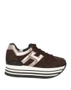 Hogan Woman Sneakers Dark Brown Size 8 Leather