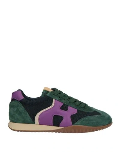 Hogan Woman Sneakers Dark Green Size 6 Leather