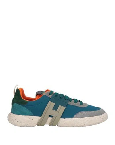 Hogan 3r Woman Sneakers Deep Teal Size 8 Soft Leather, Textile Fibers In Green