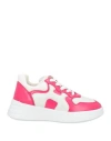 Hogan Woman Sneakers Fuchsia Size 6.5 Leather, Textile Fibers In Pink