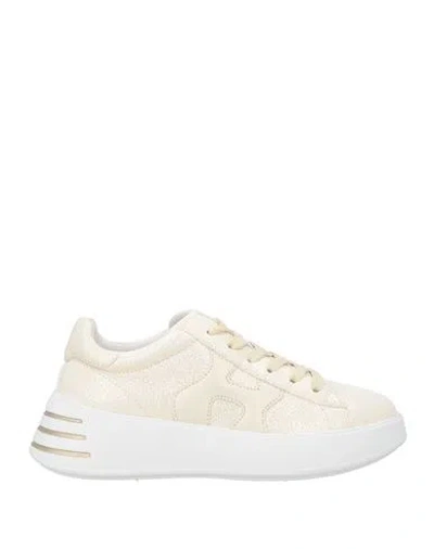 Hogan Woman Sneakers Gold Size 5 Leather In Neutral