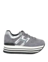 Hogan Woman Sneakers Grey Size 8 Leather In Grey