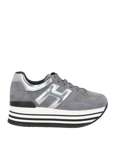 Hogan Woman Sneakers Grey Size 8 Leather