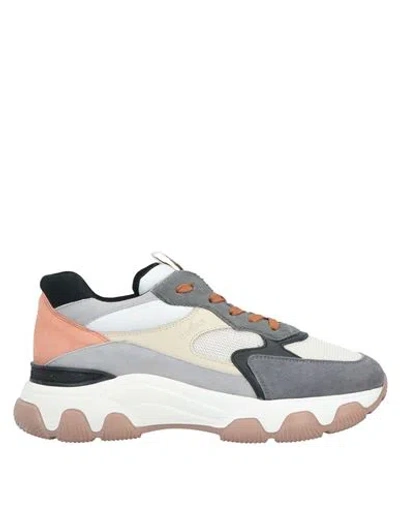 Hogan Woman Sneakers Ivory Size 5.5 Leather, Textile Fibers In White
