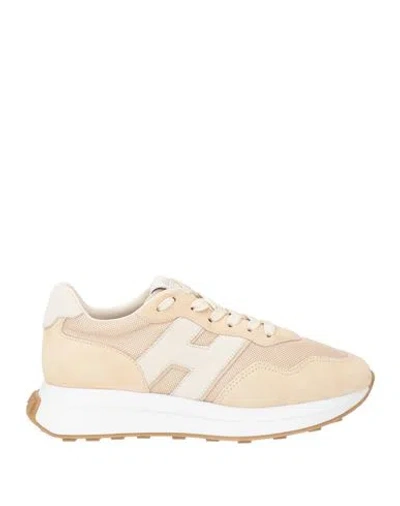 Hogan Woman Sneakers Ivory Size 8 Leather, Textile Fibers In Multi