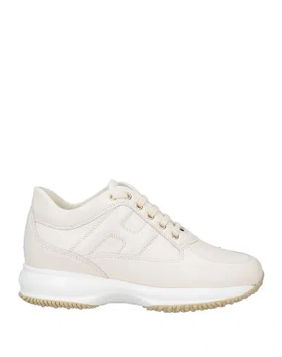 Hogan Woman Sneakers Ivory Size 9.5 Leather In Neutral