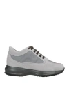 Hogan Woman Sneakers Lead Size 5 Leather, Textile Fibers In Gray