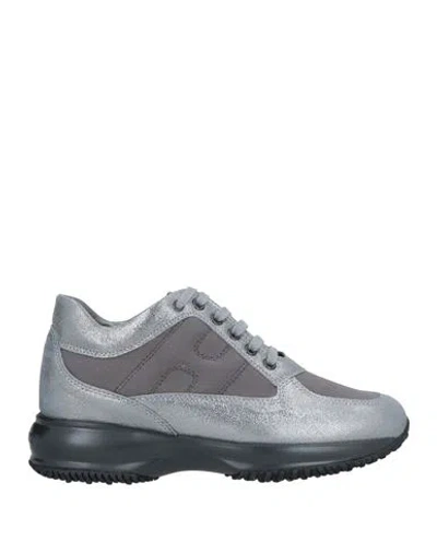 Hogan Woman Sneakers Lead Size 9.5 Soft Leather In Grey