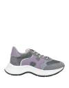 Hogan Woman Sneakers Lead Size 7.5 Leather, Textile Fibers In Grey