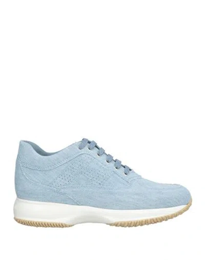 Hogan Woman Sneakers Light Blue Size 8 Textile Fibers
