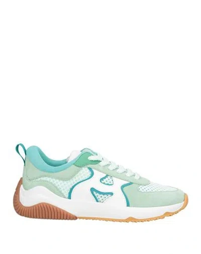 Hogan Woman Sneakers Light Green Size 6.5 Leather, Textile Fibers In Multi