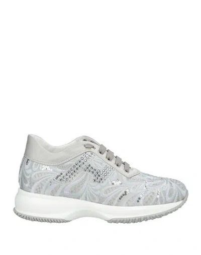 Hogan Woman Sneakers Light Grey Size 8 Textile Fibers