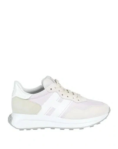 Hogan Woman Sneakers Lilac Size 7.5 Leather, Textile Fibers In Purple