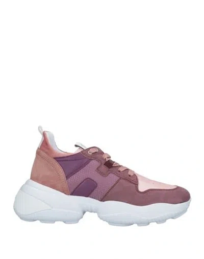Hogan Woman Sneakers Mauve Size 6 Leather, Textile Fibers In Purple