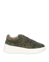 Shop Hogan Woman Sneakers Military Green Size 7.5 Leather