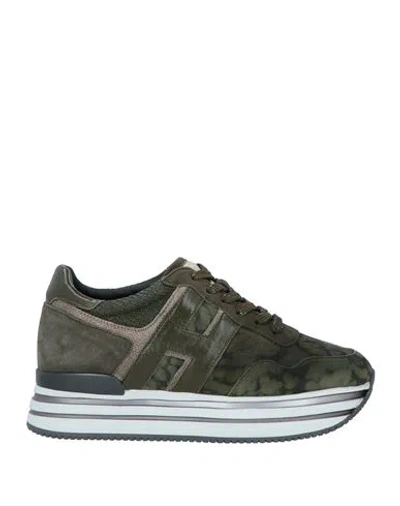 Hogan Woman Sneakers Military Green Size 10 Leather