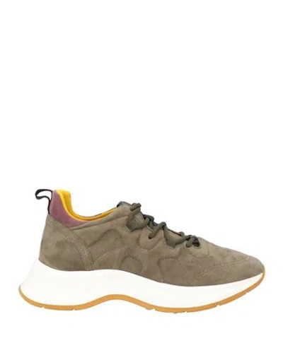 Hogan Woman Sneakers Military Green Size 8 Leather