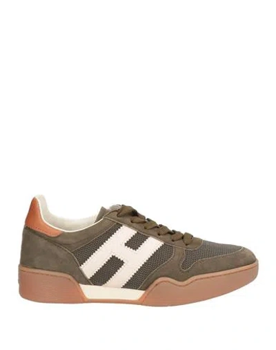 Hogan Woman Sneakers Military Green Size 8 Leather