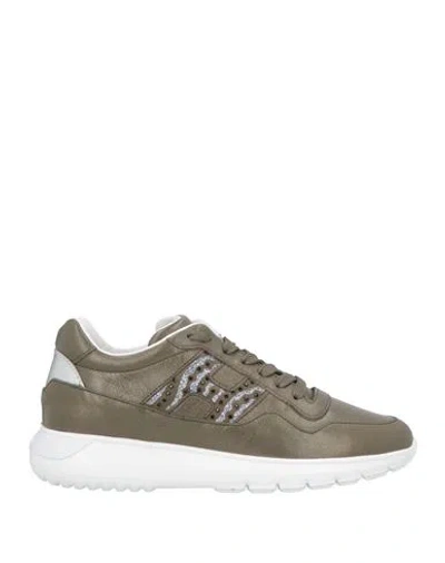 Hogan Woman Sneakers Military Green Size 8 Soft Leather