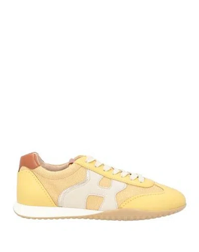 Hogan Woman Sneakers Mustard Size 8 Leather, Textile Fibers In Yellow