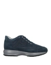 Hogan Woman Sneakers Navy Blue Size 11 Leather In Navy Blue