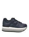 HOGAN HOGAN WOMAN SNEAKERS NAVY SIZE 7.5 LEATHER