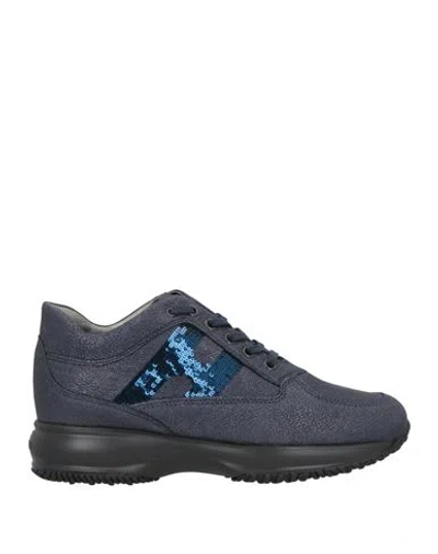 Hogan Woman Sneakers Navy Blue Size 8 Soft Leather