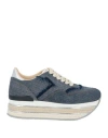 Hogan Woman Sneakers Navy Size 8 Textile Fibers, Leather In Navy Blue
