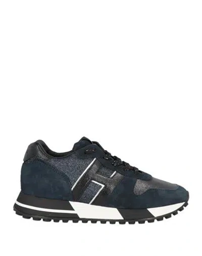 Hogan Woman Sneakers Navy Size 6.5 Leather, Textile Fibers In Navy Blue