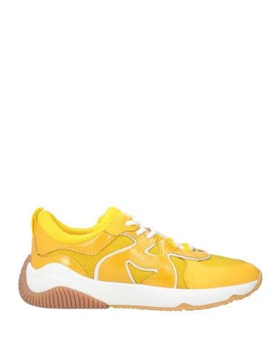 Hogan Woman Sneakers Ocher Size 8 Leather, Textile Fibers In Yellow