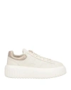 Hogan Woman Sneakers Off White Size 11 Leather In White