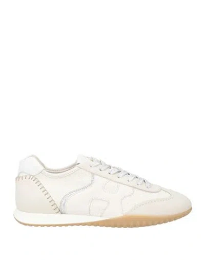 Hogan Woman Sneakers Off White Size 6 Leather, Textile Fibers