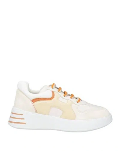 Hogan Woman Sneakers Off White Size 8 Leather, Textile Fibers