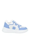 Hogan Woman Sneakers Pastel Blue Size 8 Leather In Blue