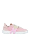 Hogan Woman Sneakers Pink Size 7.5 Leather, Textile Fibers