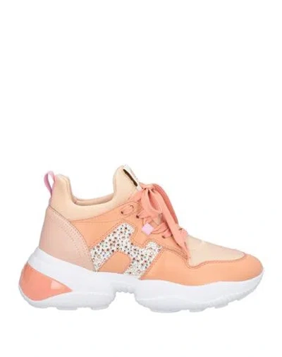 Hogan Woman Sneakers Blush Size 8 Leather, Textile Fibers In Pink