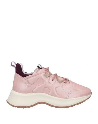 Hogan Woman Sneakers Pink Size 7.5 Soft Leather, Textile Fibers