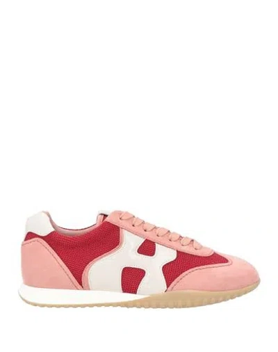 Hogan Woman Sneakers Pink Size 8 Leather, Textile Fibers