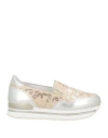 Hogan Atelier Woman Sneakers Platinum Size 8 Leather, Textile Fibers In Grey