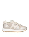 Shop Hogan Woman Sneakers Platinum Size 8 Leather, Textile Fibers In Grey