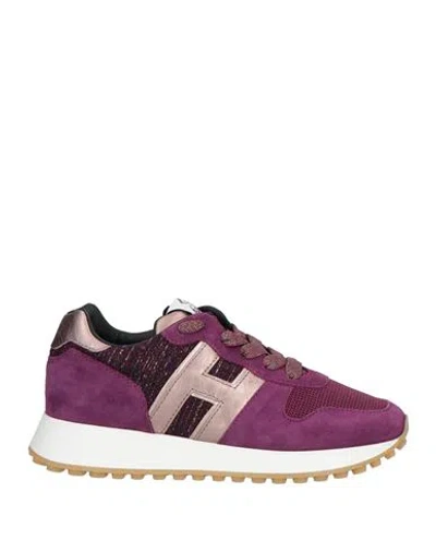 Hogan Woman Sneakers Purple Size 7 Leather, Textile Fibers