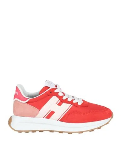 Hogan Woman Sneakers Red Size 7.5 Leather, Textile Fibers