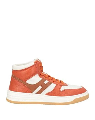 Hogan Woman Sneakers Rust Size 6 Leather In Red