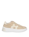 Hogan Woman Sneakers Sand Size 8.5 Soft Leather In Beige