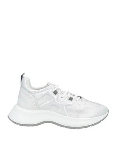 Hogan Woman Sneakers Silver Size 11 Goat Skin