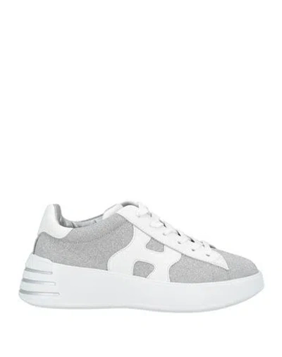 Hogan Woman Sneakers Silver Size 5 Leather