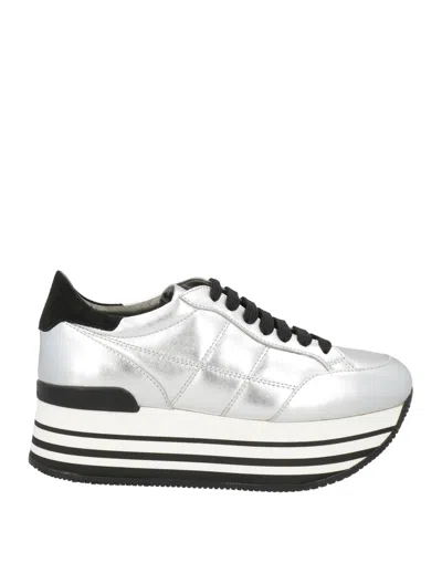 Hogan Maxi 222 Silver Leather Sneakers